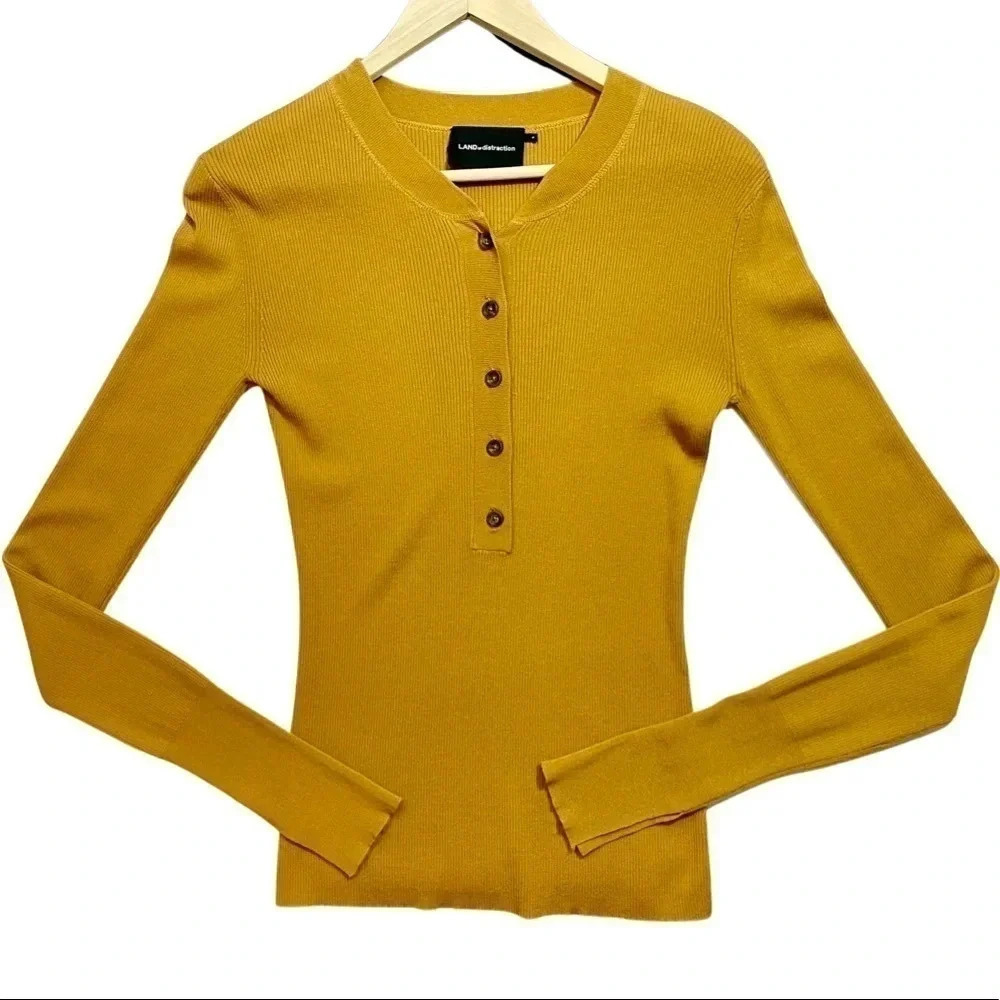 Land of Distraction Hadley Rib Knit Long Sleeve Henley Top - Picture 2 of 5